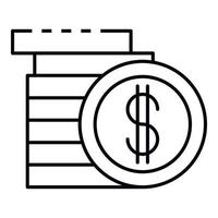 ícone de moeda de pilha de dinheiro, estilo de estrutura de tópicos vetor