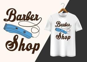 design de camiseta de tipografia de barbearia vetor