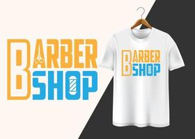 design de camiseta de tipografia de barbearia vetor