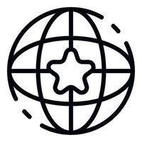 ícone de missão global estrela, estilo de estrutura de tópicos vetor