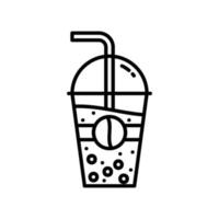 ícone de bebida de bolha com copo de plástico e palha vetor
