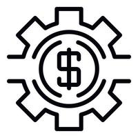 ícone de engrenagem de dinheiro, estilo de estrutura de tópicos vetor