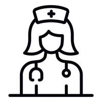 ícone de médico de família de mulher, estilo de estrutura de tópicos vetor