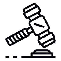 ícone de martelo judicial, estilo de estrutura de tópicos vetor