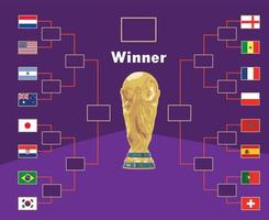 bandeiras países emblema e troféu copa do mundo design símbolo final de futebol ilustração de times de futebol de países vetor