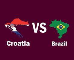 bandeira do mapa da croácia e do brasil com design de símbolo de nomes américa latina e europa vetor final de futebol ilustração de times de futebol de países latino-americanos e europeus