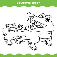 página para colorir com crocodilo de desenho animado vetor
