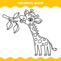 página para colorir com girafa de desenho animado vetor