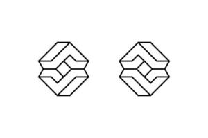 logotipo geométrico do hexágono da letra inicial branca preta vetor