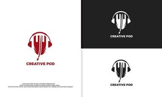 ilustração de design de logotipo de podcast criativo vetor