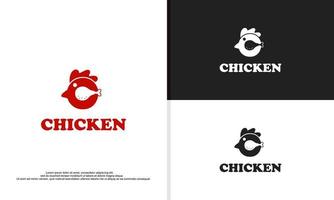 gráfico de vetor de ilustração de logotipo de design de ícone de frango. apto para restaurante de frango, etc