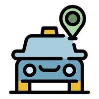 vetor de contorno de cores de ícone de localização de gps de carro de táxi