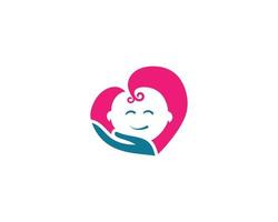 bebê fofo para design de logotipo de ícone de vetor de loja de bebê com ilustração de conceito de símbolo de amor.