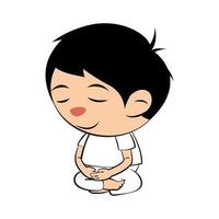 clipart da versão cartoon do homem fazer meditação sentando vetor