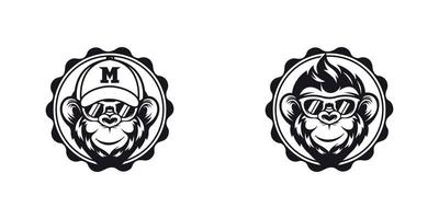 design de logotipo de mascote de macaco vetor