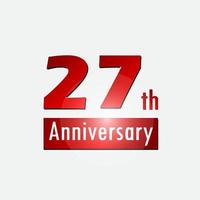 comemoração de aniversário de 27 anos vermelho logotipo simples fundo branco vetor