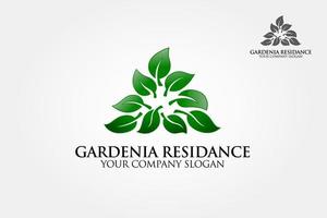 O modelo de logotipo de residência Gardenia é um excelente modelo de logotipo altamente adequado para empresas de logotipos imobiliários, residências, casas, edifícios, seguros, interiores e propriedades. vetor