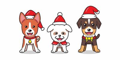 vetor personagem de desenho animado cachorros fantasias de natal