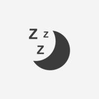 lua, sono, sonho, modo de suspensão, sinal de símbolo isolado do vetor do ícone da noite