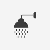 banho, banheira, sinal de símbolo isolado de vetor de ícone de chuveiro