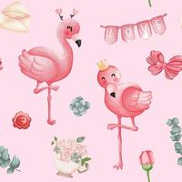 padrão perfeito de dia dos namorados flamingo, dia dos namorados e fundo de amor