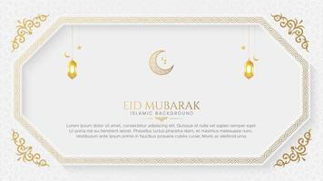 fundo ornamental islâmico eid mubarak com armação de borda de estilo árabe vetor