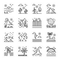 pacote de ícones de paisagem e formas de relevo vetor