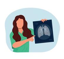 uma enfermeira está segurando um raio-x dos pulmões. dia mundial da asma. ilustração vetorial. vetor