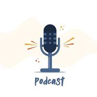 conceito de vetor de microfone de rádio podcast. webinar, treinamento online, ilustração de podcast tutorial. ilustração vetorial.