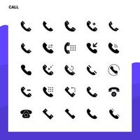 25 conjunto de ícones de chamada modelo de ilustração vetorial de ícone de glifo sólido para web e ideias móveis para empresa de negócios vetor