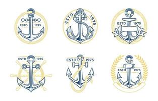 conjunto de logotipo de âncoras vetor