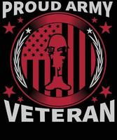 orgulhoso veterano do exército 4 de julho design de camiseta veterano americano vetor