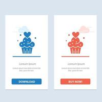 bolo cupcake muffins doces assados azul e vermelho baixe e compre agora modelo de cartão de widget da web vetor