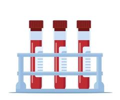 ícones de frasco médico com sangue. tubos de análise de sangue com rótulos. ilustração vetorial em estilo simples. vetor