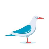 gaivota azul e branca fica em vista lateral. ilustração em vetor estilo simples.