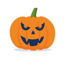abóbora de halloween com rosto assustador. silhueta de abóbora laranja isolada no fundo branco. ilustração vetorial. vetor