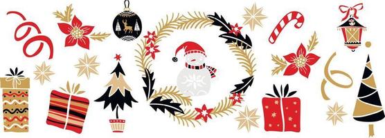 natal, inverno, férias, ilustração de ano novo. padrão com boneco de neve, caixa de presente, árvore de natal. vetor