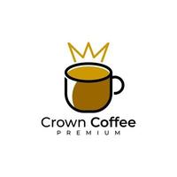 beber xícara de café com design de logotipo do rei da coroa vetor