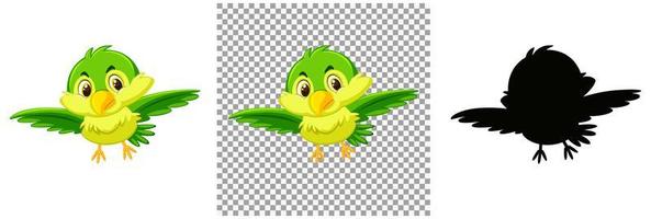 personagem de desenho animado de pássaro verde fofo vetor