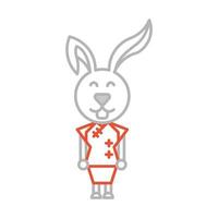 ícone menina coelho símbolo ano novo vetor