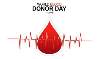dia mundial do doador de sangue coração e cartaz do conceito de gota de sangue vetor