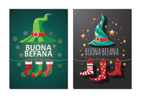 Cartão de Befana. Tradição do Natal italiano vetor