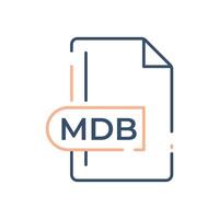 ícone de formato de arquivo mdb. ícone da linha de extensão mdb. vetor