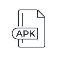 ícone de formato de arquivo apk. ícone da linha de extensão apk. vetor