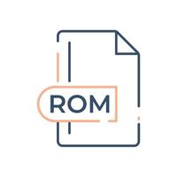 ícone de formato de arquivo rom. ícone da linha de extensão rom. vetor