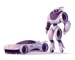 robô transformador em forma de android e carro vetor
