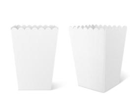 caixa de papel branco para pipoca no cinema vetor