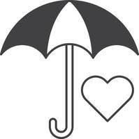 ilustração de guarda-chuva e coração em estilo minimalista vetor