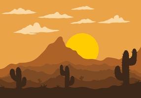 paisagem colorida do deserto com ilustração de árvores de cacto vetor