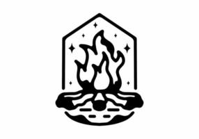 tatuagem de mono linha de arte de linha preto e branco de fogueira vetor
